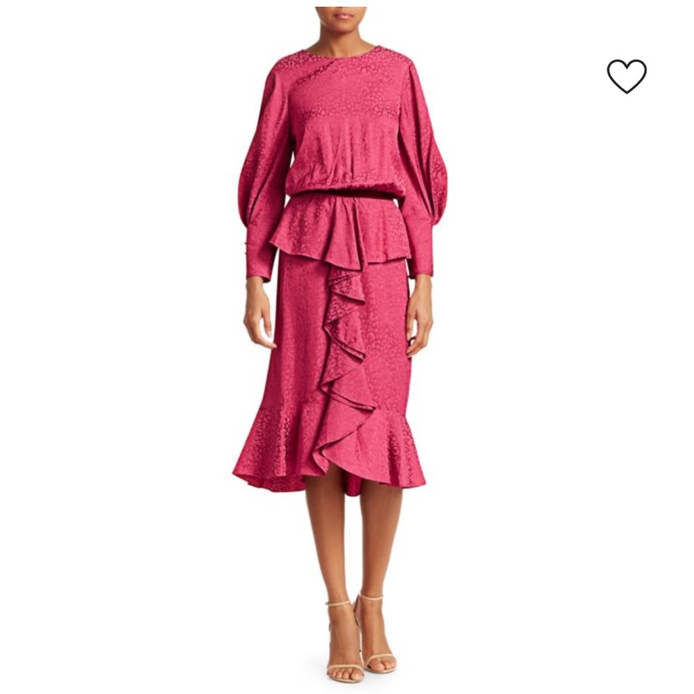 Johanna Ortiz Fuchsia Midi Peplum Dress